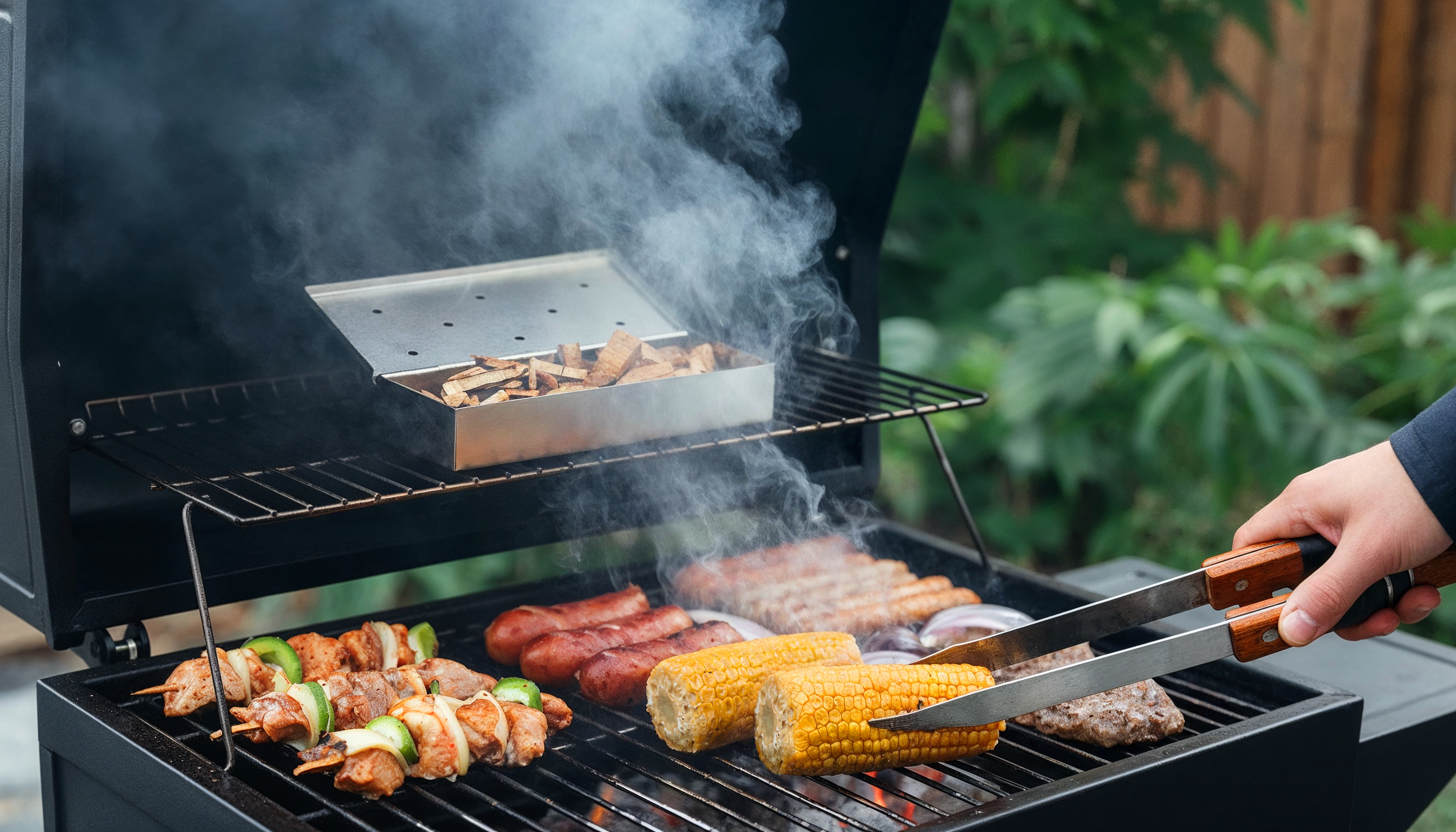 Smoked ribs with hickory wood chips